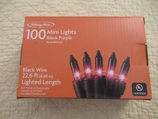 Holiday Home 100 Incandescent Mini Lights Black Purple with Black Wire 22.6 Ft