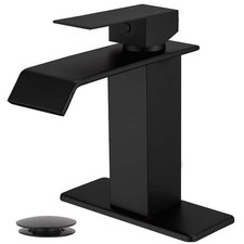 BWE Waterfall Single Hole/Handle Low-Arc Bathroom Faucet with Pop Up Drain Matte