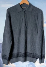 NEW! SOL Baby Alpaca - Wool Slate Blue Collared Knit Pullover $180