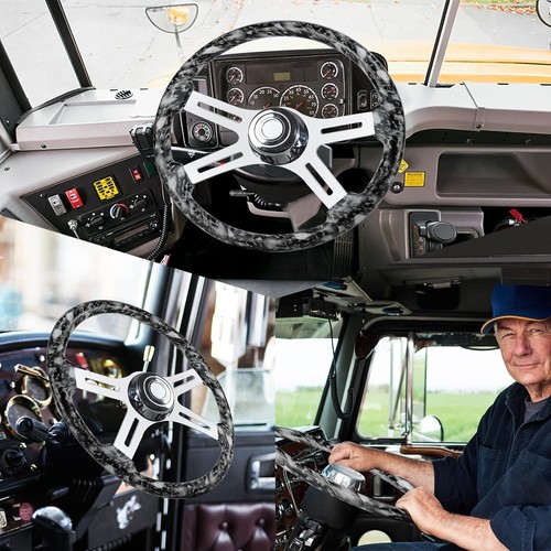 Comfort Grip 18" Hydro-Printed Skull Truck Steering Wheel for Peterbilt & Volvo - Picture 7 of 8