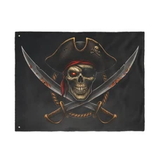 Double Sided Flag, Pirate Flag Decor, Jolly Roger Banner, Nautical Wall Art,