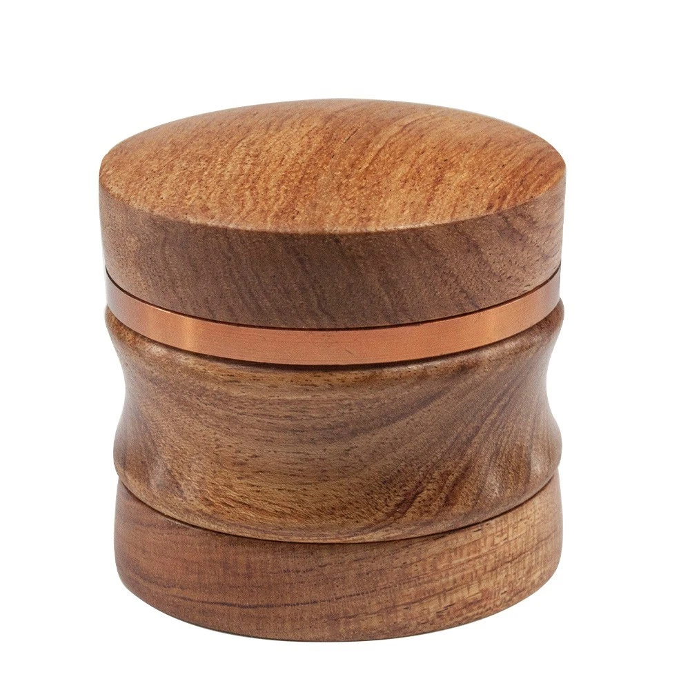 2.4'' 4 Piece Walnut Solid Wood Metal Herbal Herb Spice Grinder Crusher Gold
Opens in a new window o
