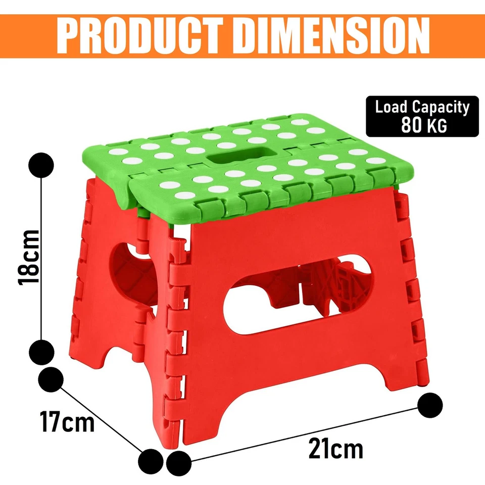 FOLDING STEP STOOL CARRY HANDLE PORTABLE LIGHTWEIGHT NON-SLIP SPACE SAVING STOOL - Image 2 of 4