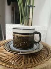 Vintage German Cup & Saucer CERAMANO CONZEPTION Mid Century Modern Brown & Blue
