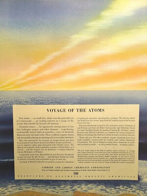 Union Carbide Voyage Of The Atoms Sunset Sky Beach Surf Vintage Print Ad 1941