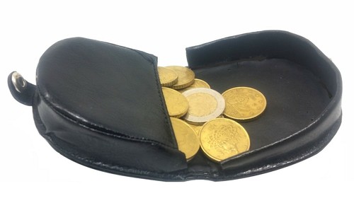 PORTAMONETE Uomo TACCO con Bottone Portafoglio PORTA MONETE TASCABILE | eBay