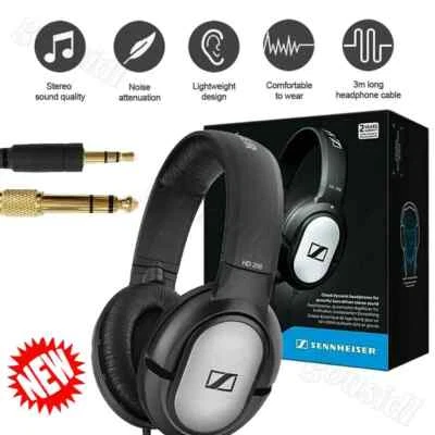 MARKENLOS NEU Sennheiser HD 206 Stereo WIRED Kopfhörer Ohrhörer Over Ear Schwarz DE