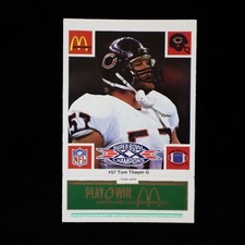 1986 Tom Thayer Chicago Bears McDonald's GREEN Game Card #57