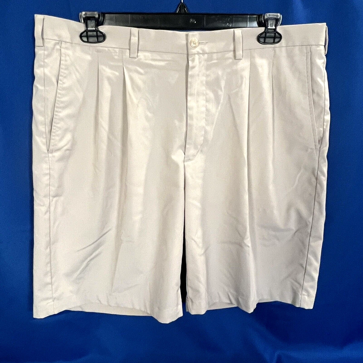 PGA Tour Mens Size 38 39 Beige Light Weight Pockets Pleated Front Golf Shorts