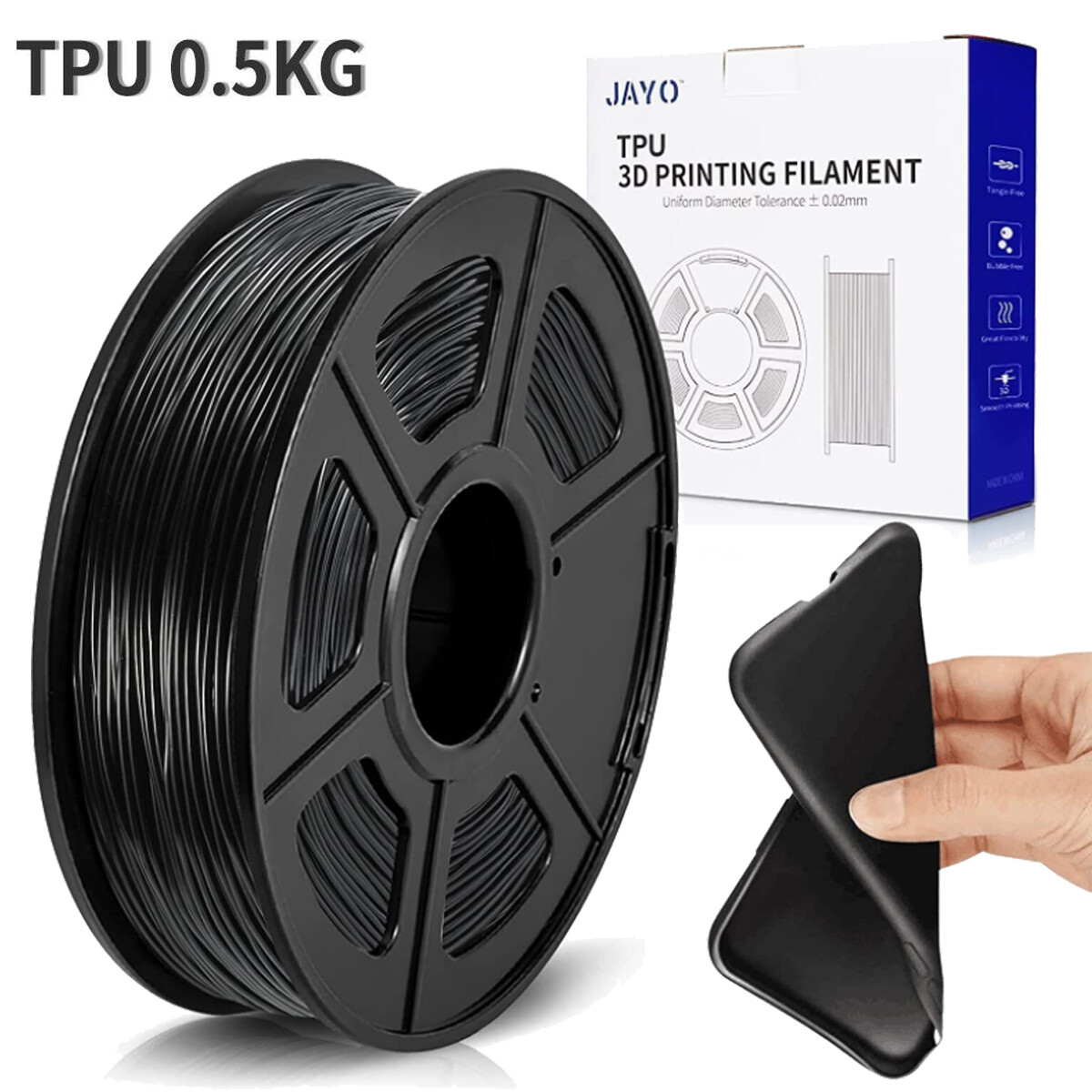 JAYO 500G TPU 95A Flexible Filament Black FDM 3D Printer