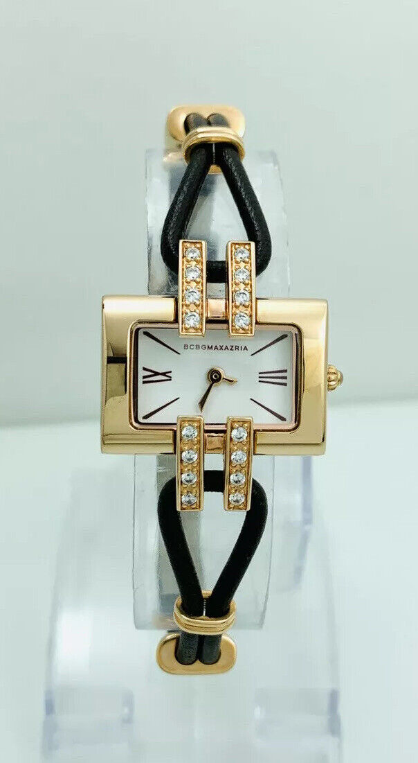 BCBGMAXAZRIA Ladies BG6016 Classic Crystal Accents Brown Leather Strap RG Watch