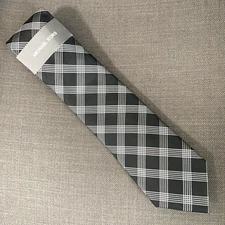 Michael Kors Men's Neck Tie Black Lombard Check Silk Blend MSRP $69.50