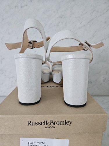 Scarpe sandali Russell & Bromley tacco argento pelle plateau UK 5 EU 41 - Foto 11 di 15