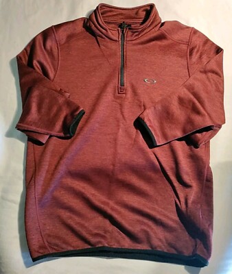 Oakley ジャケット Men Oakley Red & Black (Maroon) Polyester Stretch 1/4 Zip Sweater