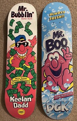 LOT: 2 DGK Skateboard Decks Keelan Dadd Mr Bubblin' & Boo Johnson Mr. Bubble Boo