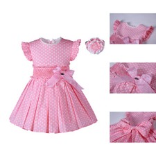 Abito spagnolo rosa bambina principessa festa matrimonio sfilata estate senza maniche 2-12