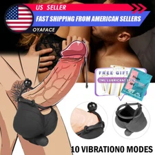 Vibrating-Male-Penis-Ring-Testicle-Massager-Scrotum-Bag-Ball Stretcher-Enhancer