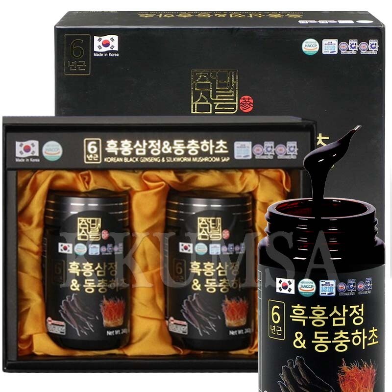 Korean Black Ginseng & Silkworm Mushroom Sap 480g (240g x 2 bottle) panax