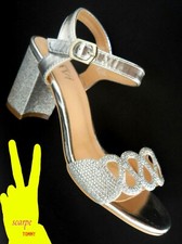 SANDALI DONNA 35 TACCO ARGENTO cerimonia, classico elegante matrimonio VV