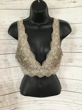 Victoria  s Secret Women  s Bralette Scalloped Mesh  Lace Beige Size S Small