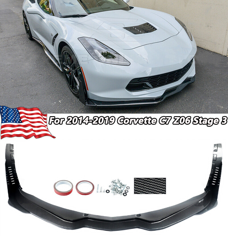 2014-19 Corvette C7 Stage 2 / 3 Front Splitter Lip W/ Side Skirts Kit
