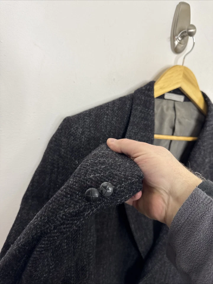 Abrigo Deportivo Blazer Harris Tweed Hombre 42L Alto Lana Gris Negro Foto 4 de 4