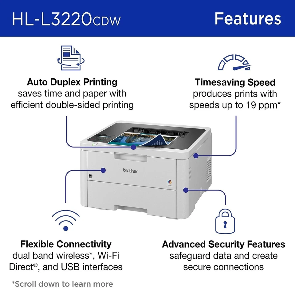 Brother Professional Wireless Compact Digital Color Printer with Laser Quality - Image 3 of 4