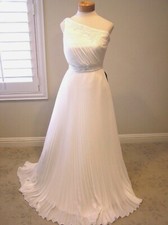 NWT$1020 CARMEN MARC VALVO Destination wedding gown pleated one shoulder IV 4