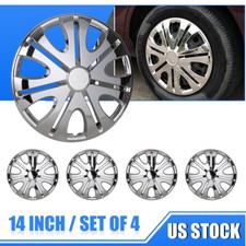 14 Set Of 4 Chrome Wheel Covers Snap On Full Hub Caps Fit R14 Tire Steel Rim