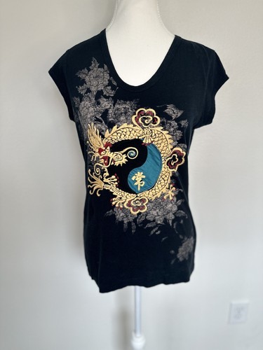 Vintage Lucky T-shirt Women Dragon Small