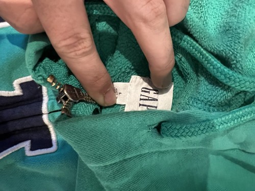 Gap Large Embroidered Logo Hoodie Zip Up Sweatshirt Green - Picture 3 of 4
