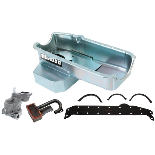 Moroso Oil Pan w/High Volume Oil Pump/Pickup Kit, Fits 57-79 SB Chevy