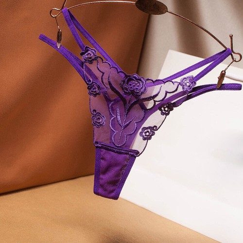 Womens Embroidery Floral Lace Panties Lingerie Thongs G-String Underwear Briefs - Picture 6 of 19