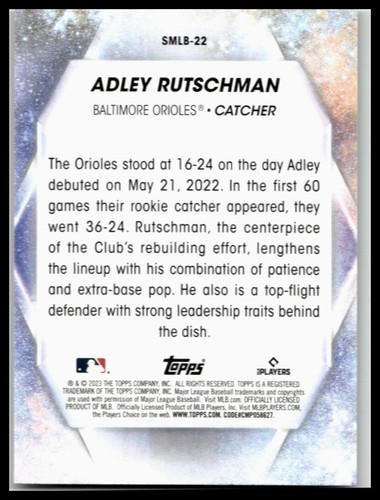 2023 Topps Stars of MLB #SMLB-22 Adley Rutschman Baltimore Orioles - 第 2/2 張圖片