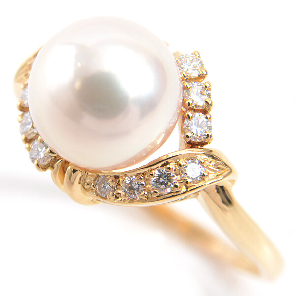 MIKIMOTO Pearl diamond ring 8.5mm yellow gold K18 P0014073 MIKIMOTO Pearl diamond ring 8.5mm yellow gold K18 P0014073