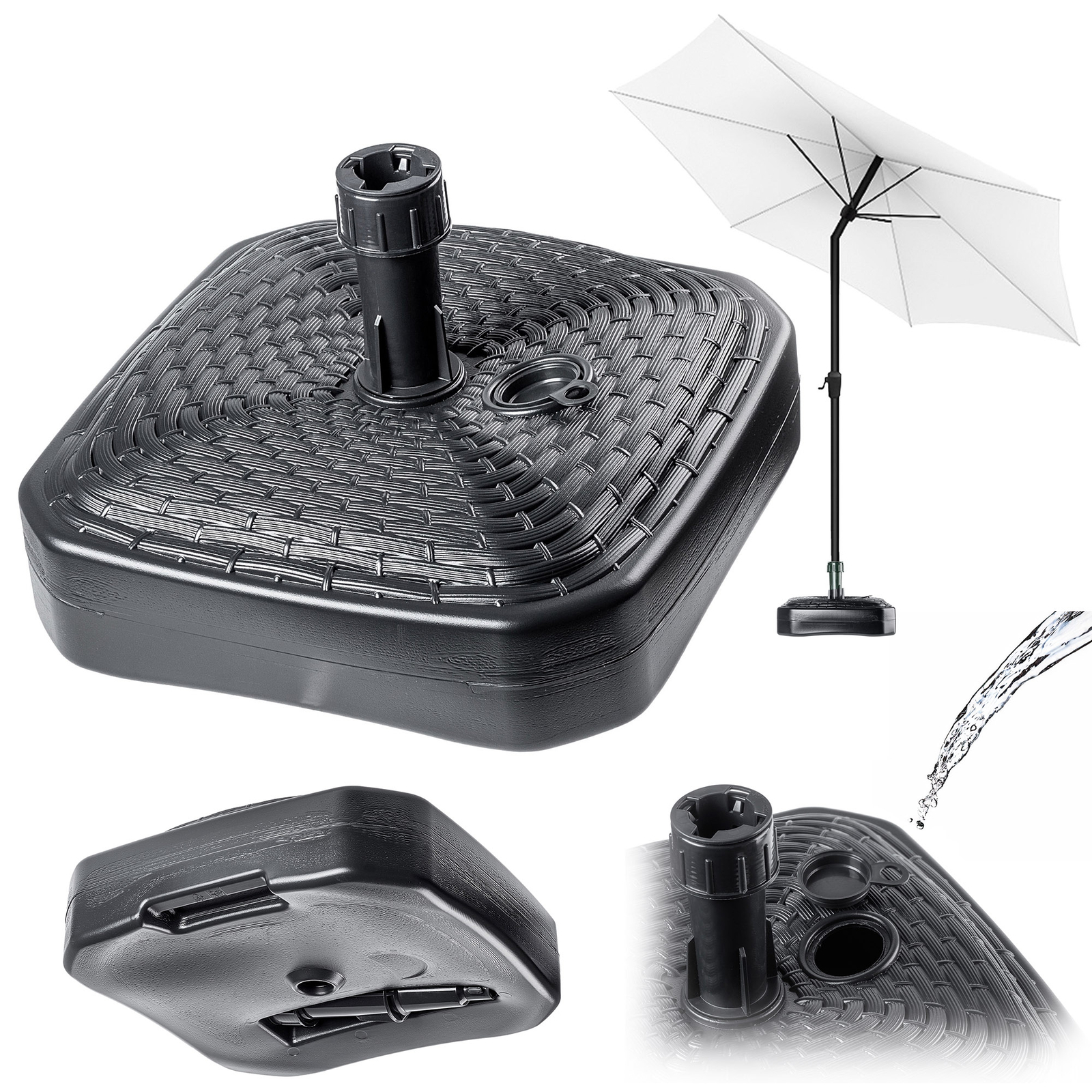 KADAX Portaombrelli, Rattan, Quadrato, Antracite