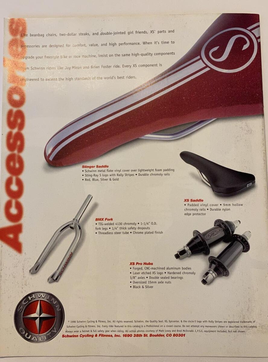 1996 Schwinn Bicycle Co. BMX Catalog brochure Hydraglide 1996 Schwinn Bicycle Co. BMX Catalog brochure Hydraglide