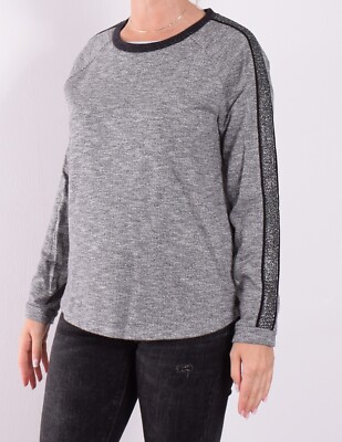 Scotch & Soda Damen Sweater Sweat Gr.2 (DE 42) mit Silberfäden Grau 120056