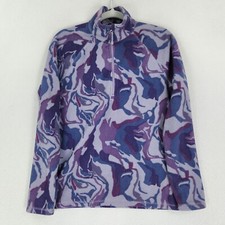 Eddie Bauer Sweater Womens Medium Purple Blue Half Zip Pullover Fleece Casual
