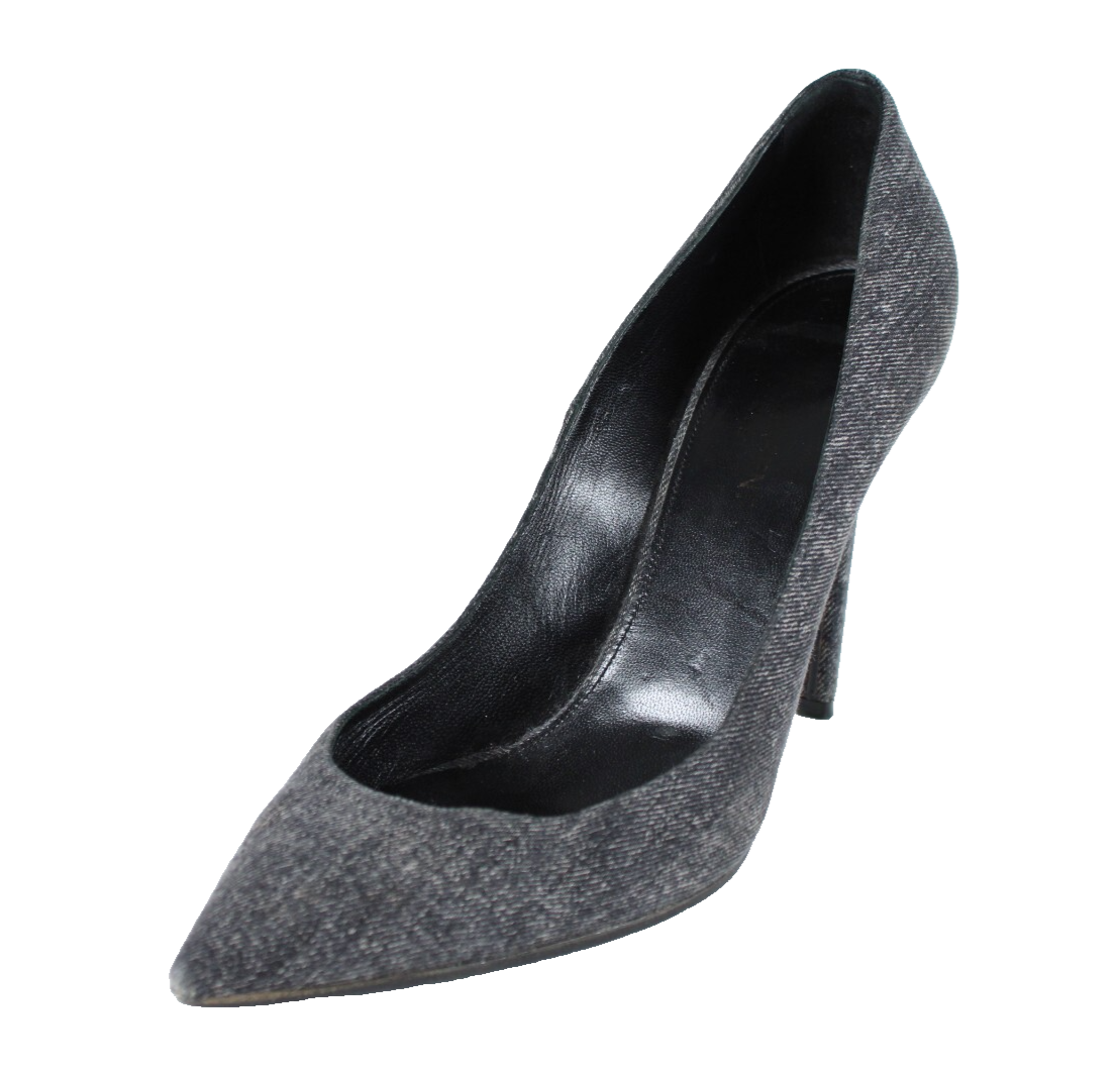 SAINT LAURENT decolte tacco a spillo grigio antracite denim a punta 39