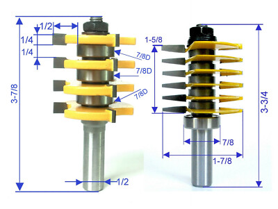 2pc 1/2''Shank Adjustable Box-1/4 cutter & Finger Joint Router Bit Set sct-888
