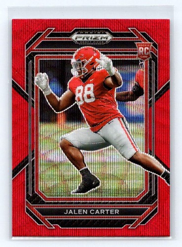 2023 Panini Prizm Draft Picks Jalen Carter Prizms Ruby Wave #163 EAGLES RC