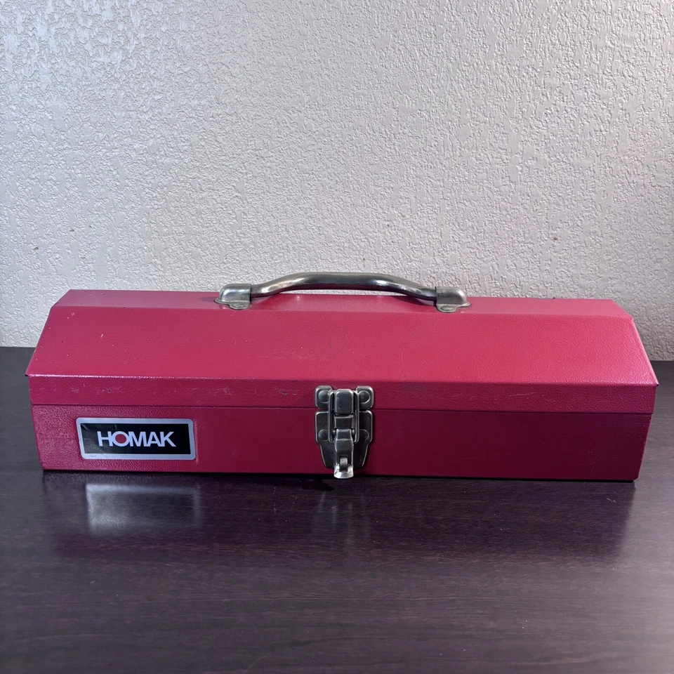 Vintage Homak 16" Red Metal Toolbox Low Profile - EUC - 16”x6.5”x4” - Image 3 of 4