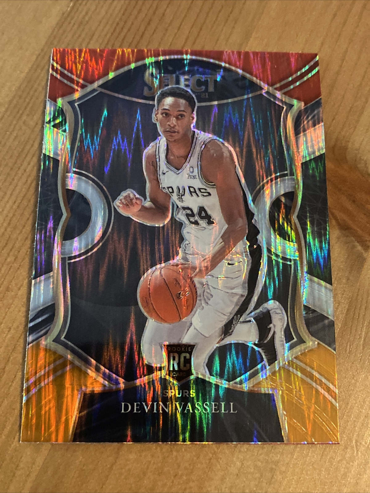 2020-21 Select DEVIN VASSELL RC Concourse Red White Orange Flash Prizm #71 Spurs