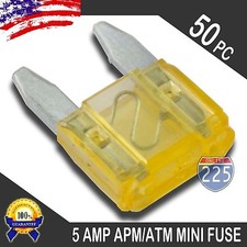 50 Pack 5A Mini Blade Style Fuses APM/ATM 32V Short Circuit Protection Car Fuse