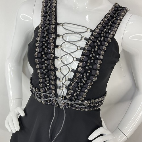 X by Nbd Dress Womens Sz O Black Mini Nova Embellish Beaded Lace Front Nwt $428 - Picture 2 of 11