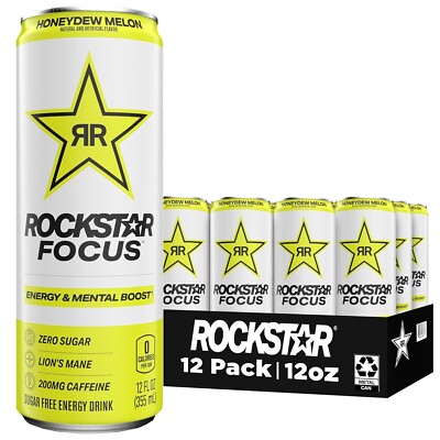 Rockstar Energy Drink Focus, Honeydew Melon, 12 Fl Oz Cans (Pack of 12)