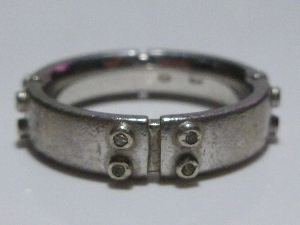 EMPORIO ARMANI WOMENS MODERN CZ STERLING SILVER RING BAND SIZE 7.75