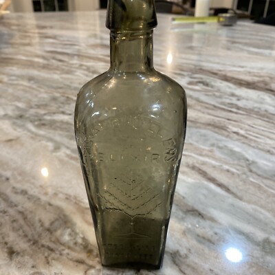 Vintage Smoked Color Straubhullers Elixir Tree of Life Health Glass Bottle