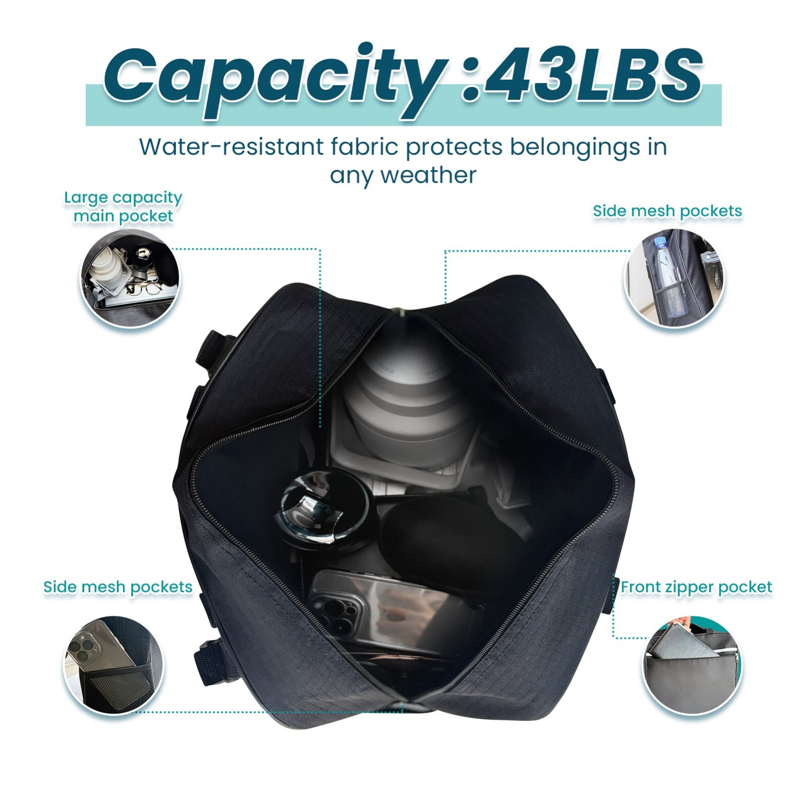 Large Capacity Backpack for Wheelchairs and Mobility Scooters, with Cup Holder